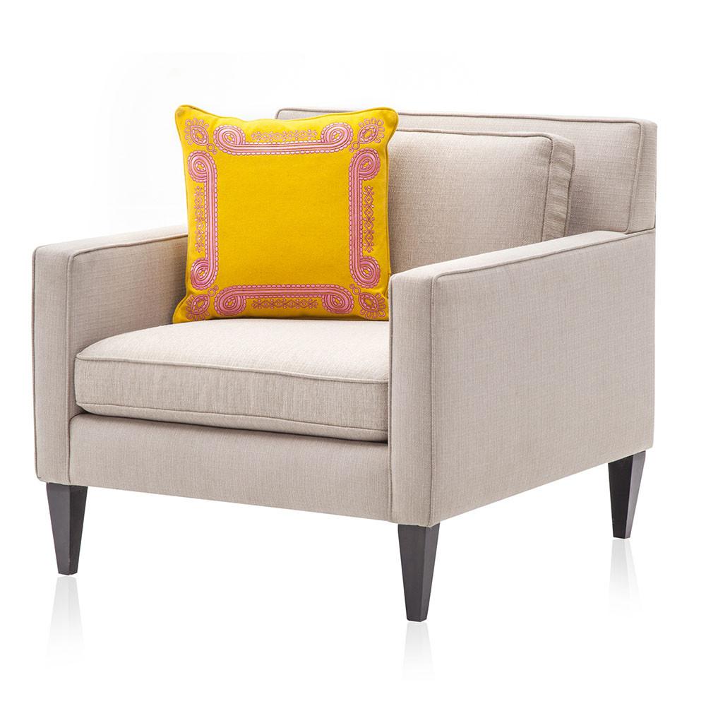 Yellow and Pink Embossed Border Pillow