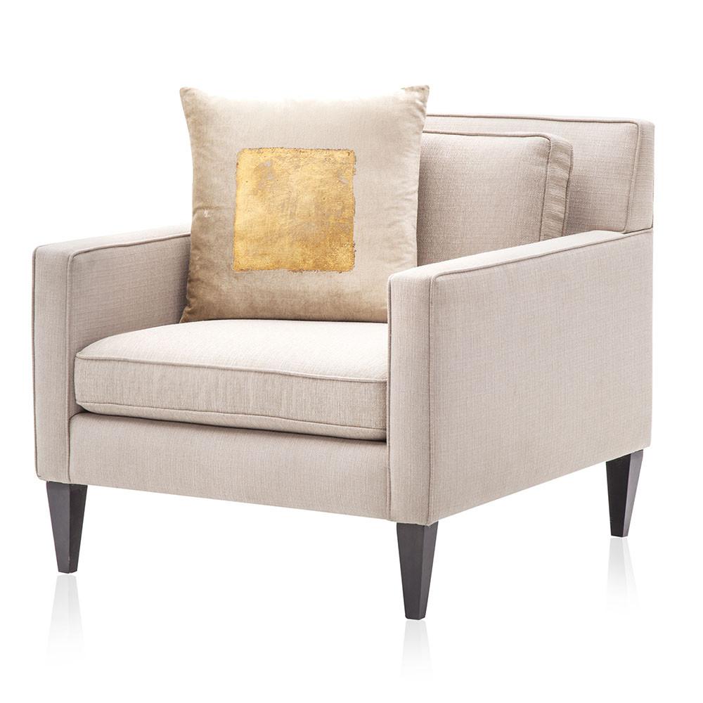 Tan Velvet Pillow with Gold Foil Square