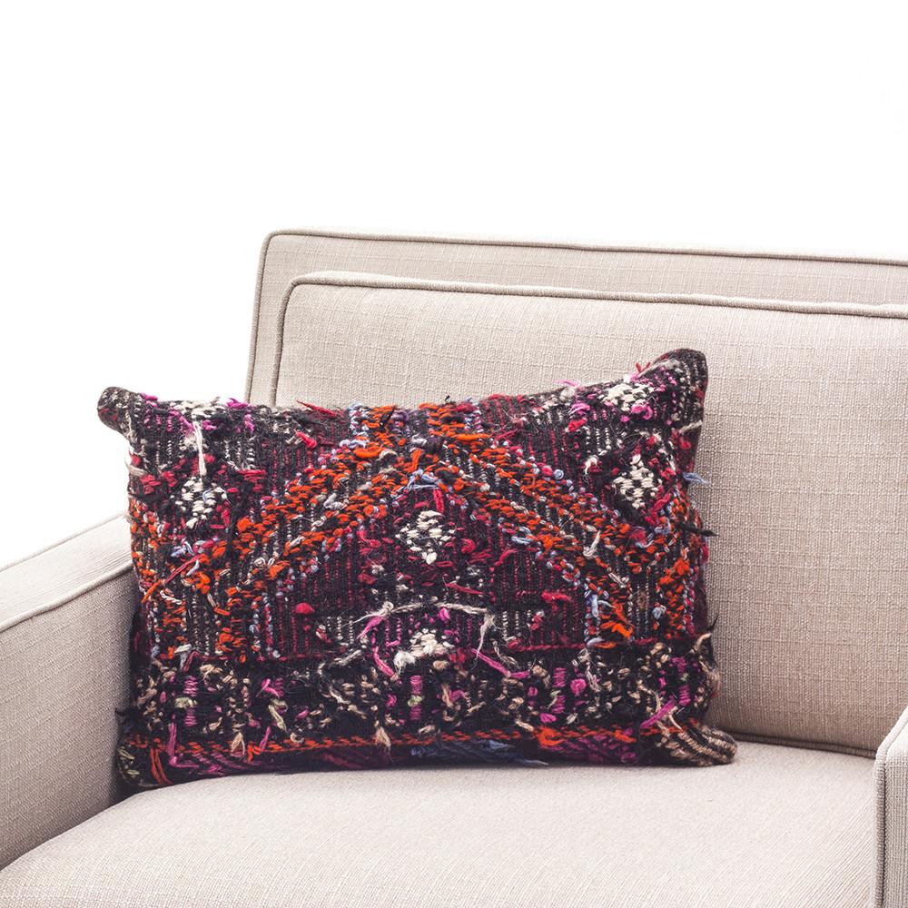 Frayed Burgundy Kilim Pillow