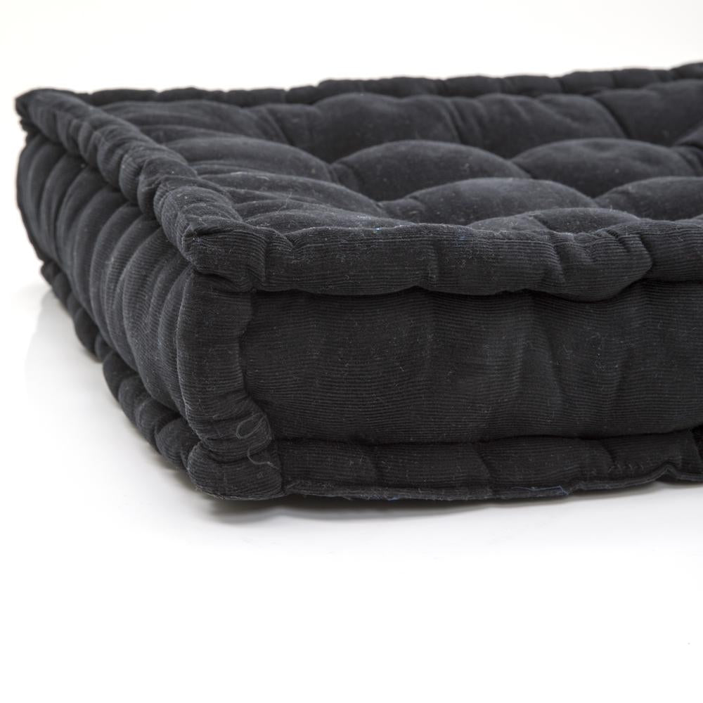 Black Corduroy Square Floor Pillow