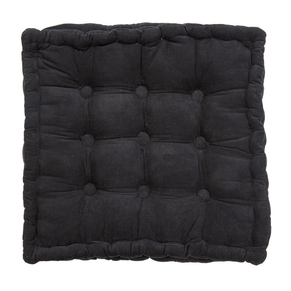 Black Corduroy Square Floor Pillow