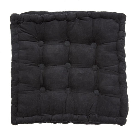 Black Corduroy Square Floor Pillow