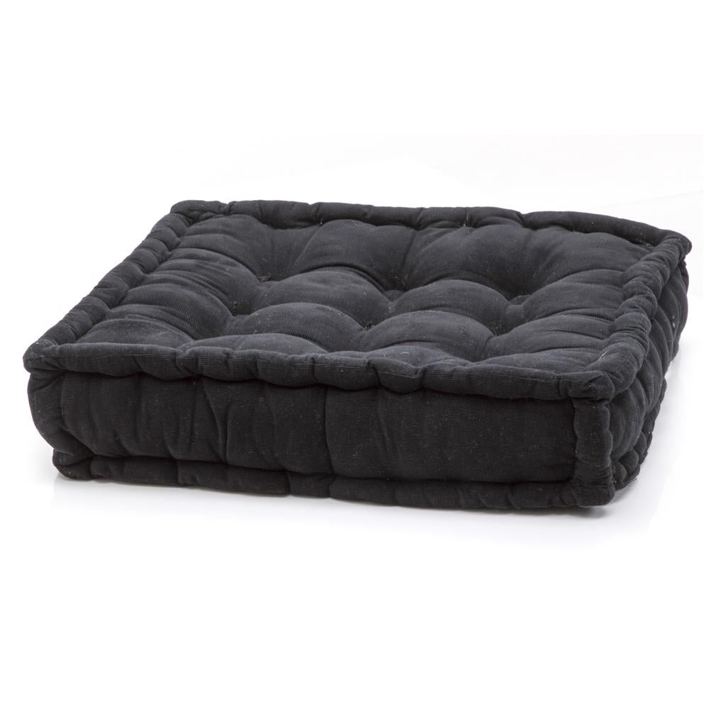Black Corduroy Square Floor Pillow
