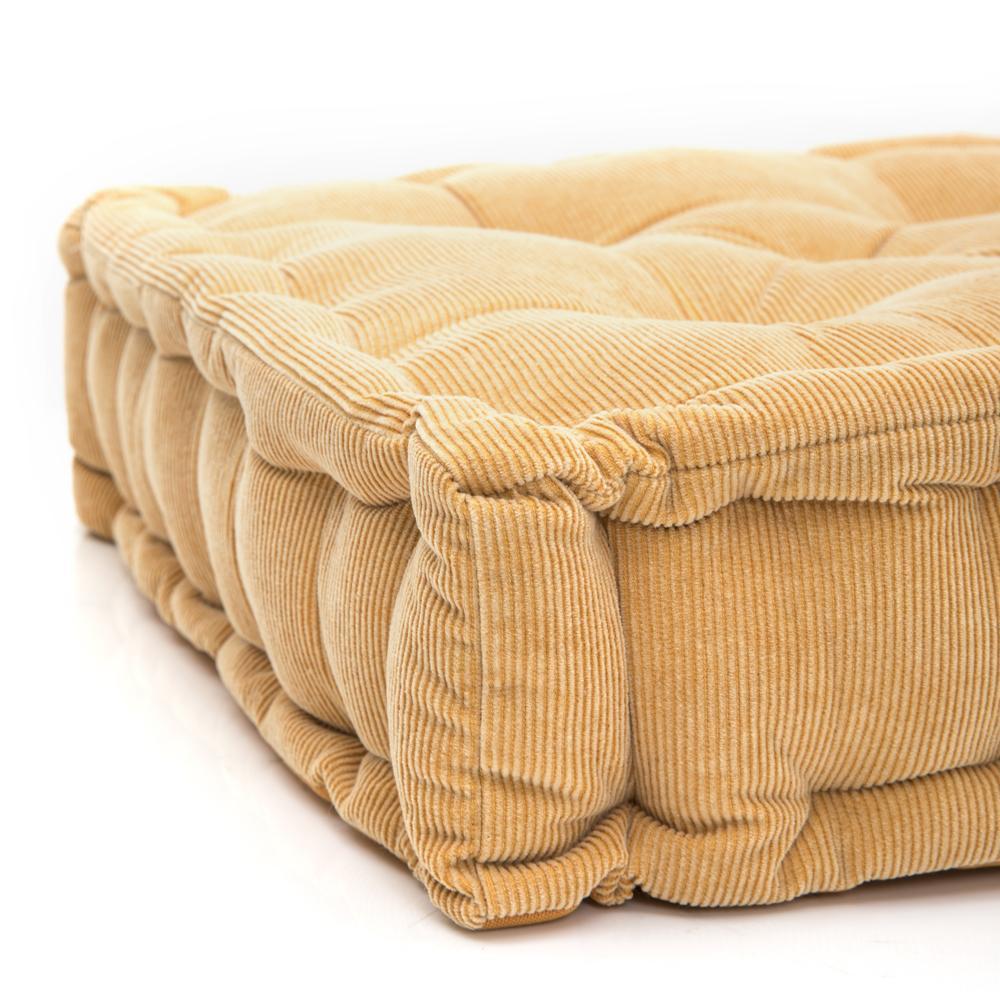 Yellow Corduroy Square Floor Pillow