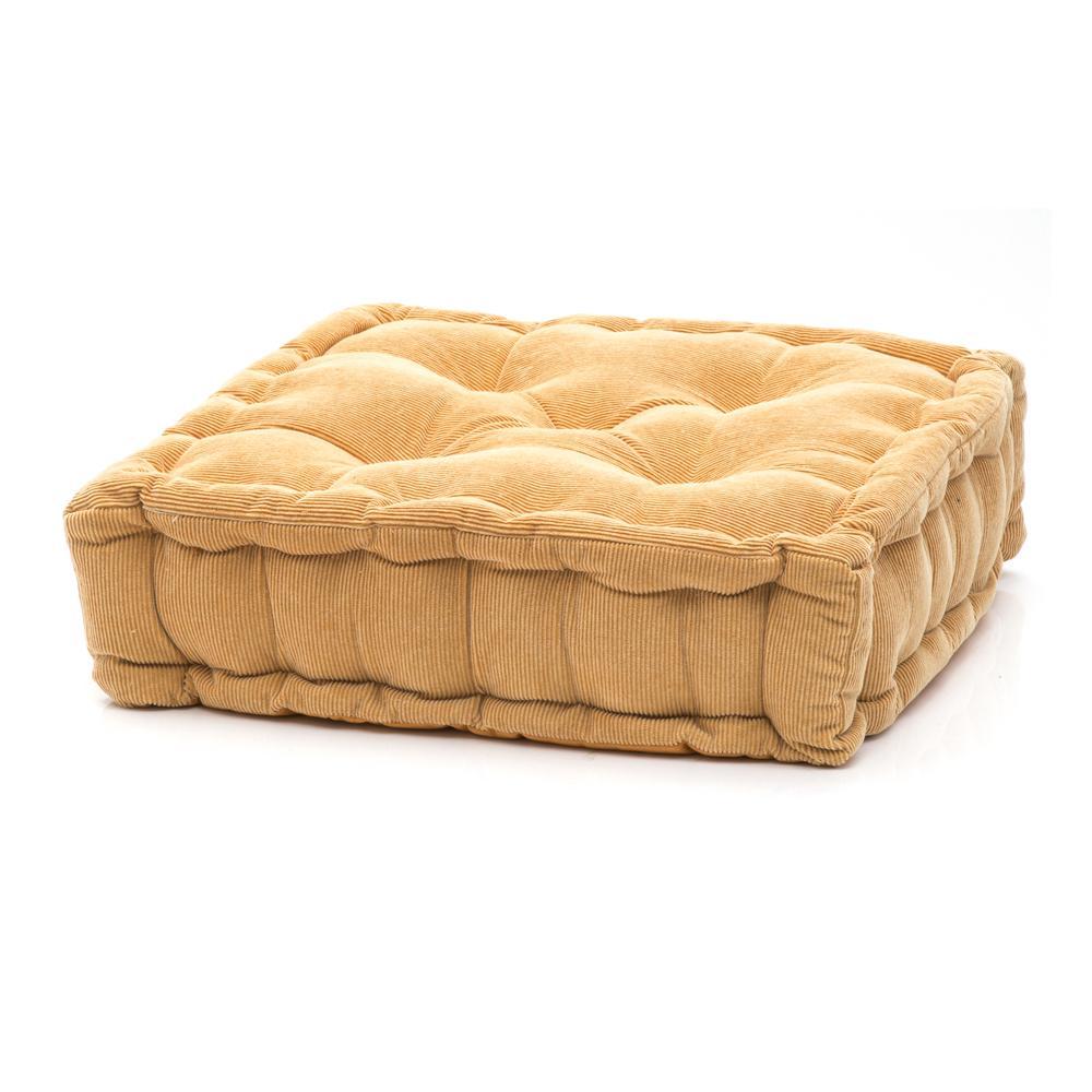 Yellow Corduroy Square Floor Pillow