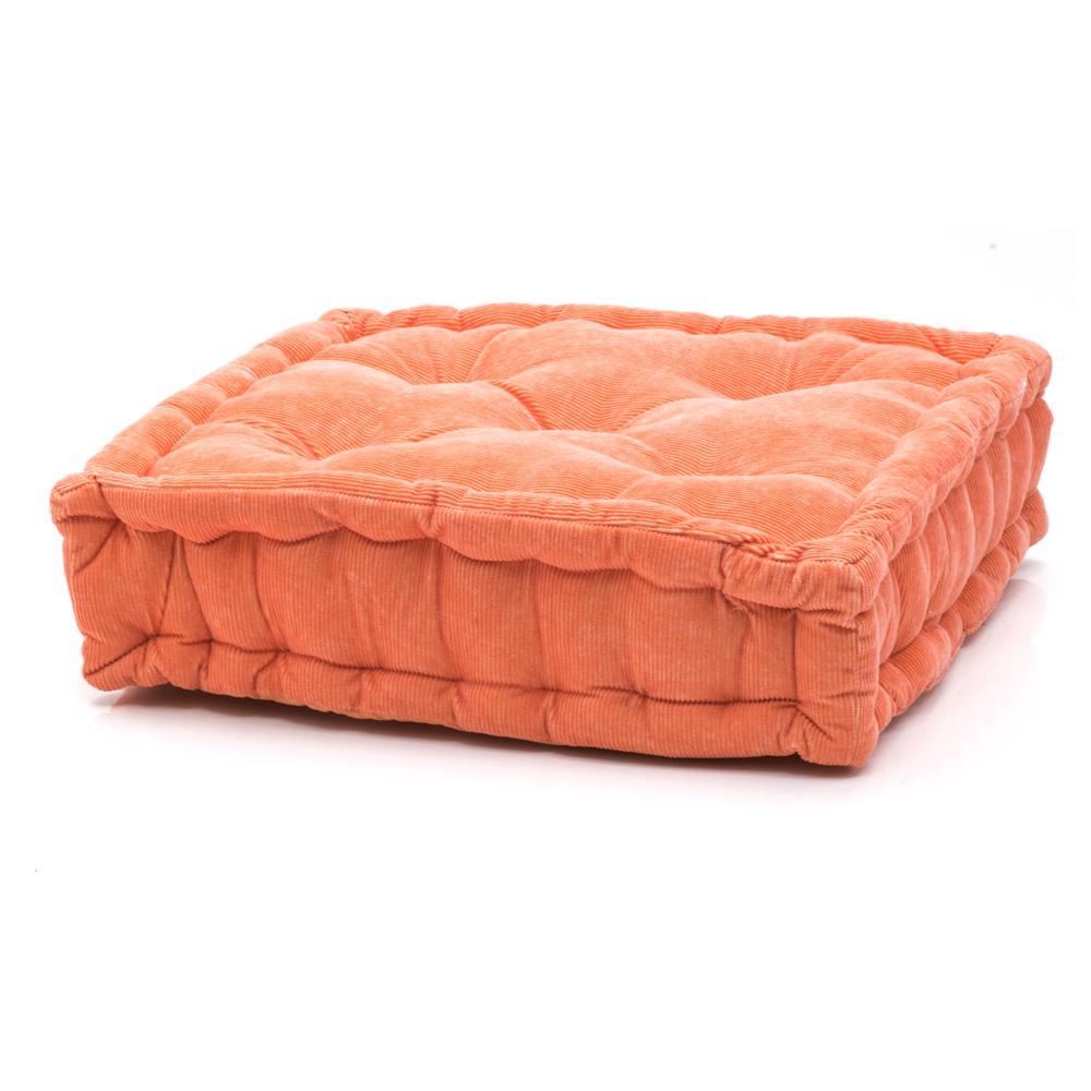 Coral Corduroy Square Floor Pillow