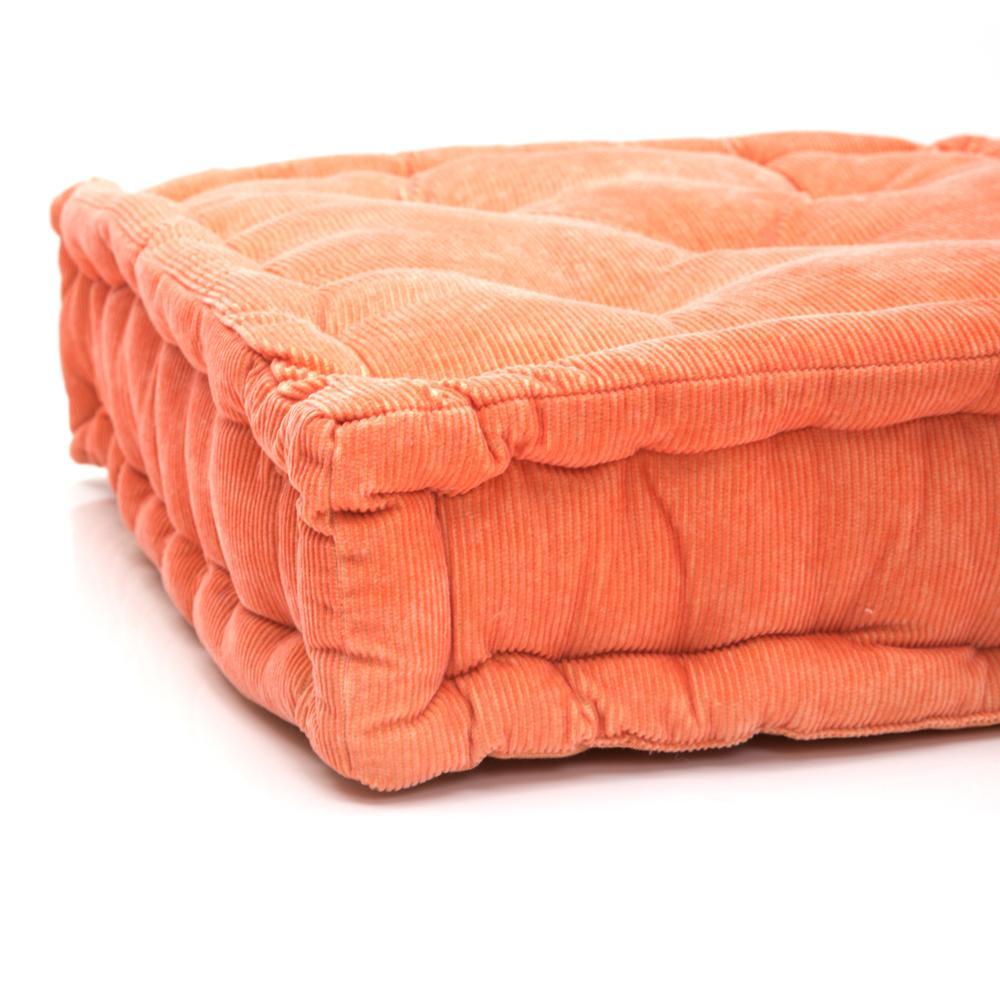 Coral Corduroy Square Floor Pillow