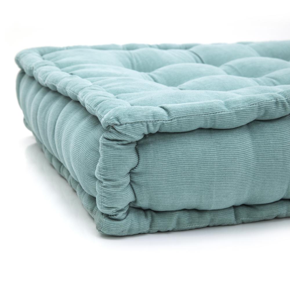 Aqua Corduroy Square Floor Pillow