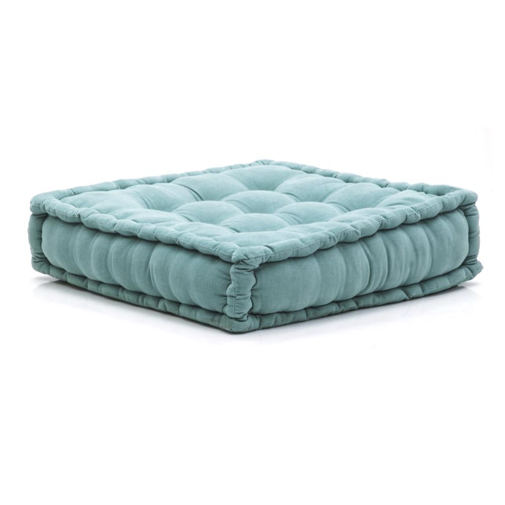 Aqua Corduroy Square Floor Pillow