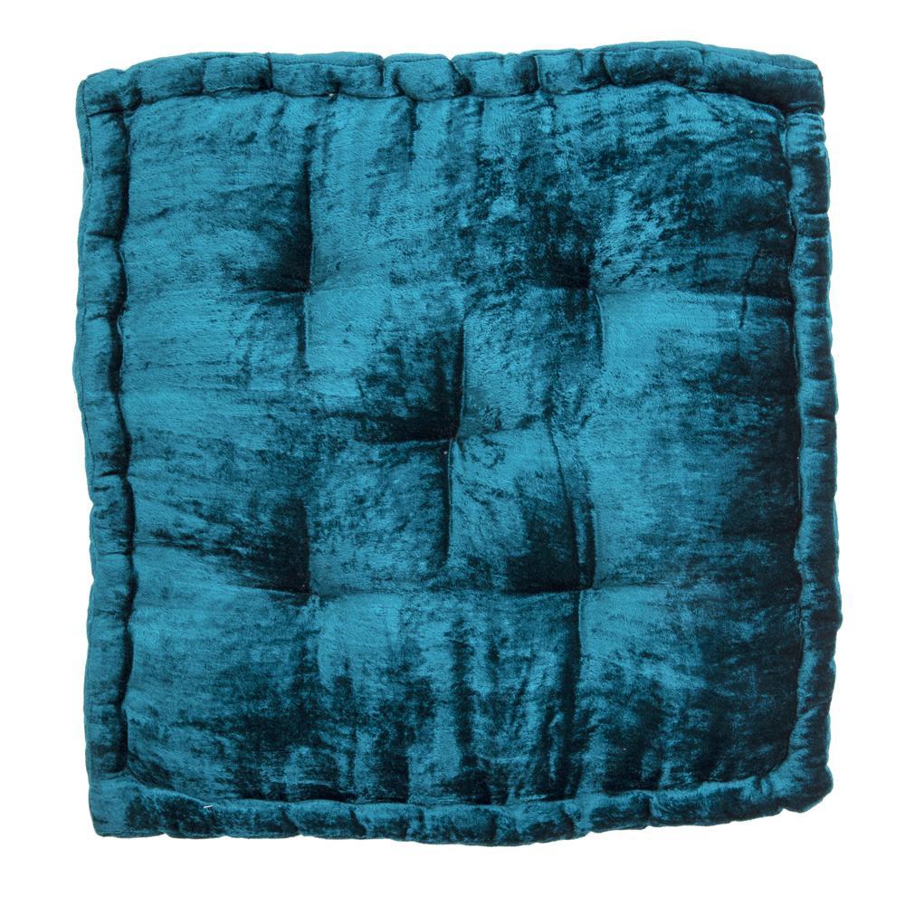 Peacock Crushed Velvet Square Floor Pillow
