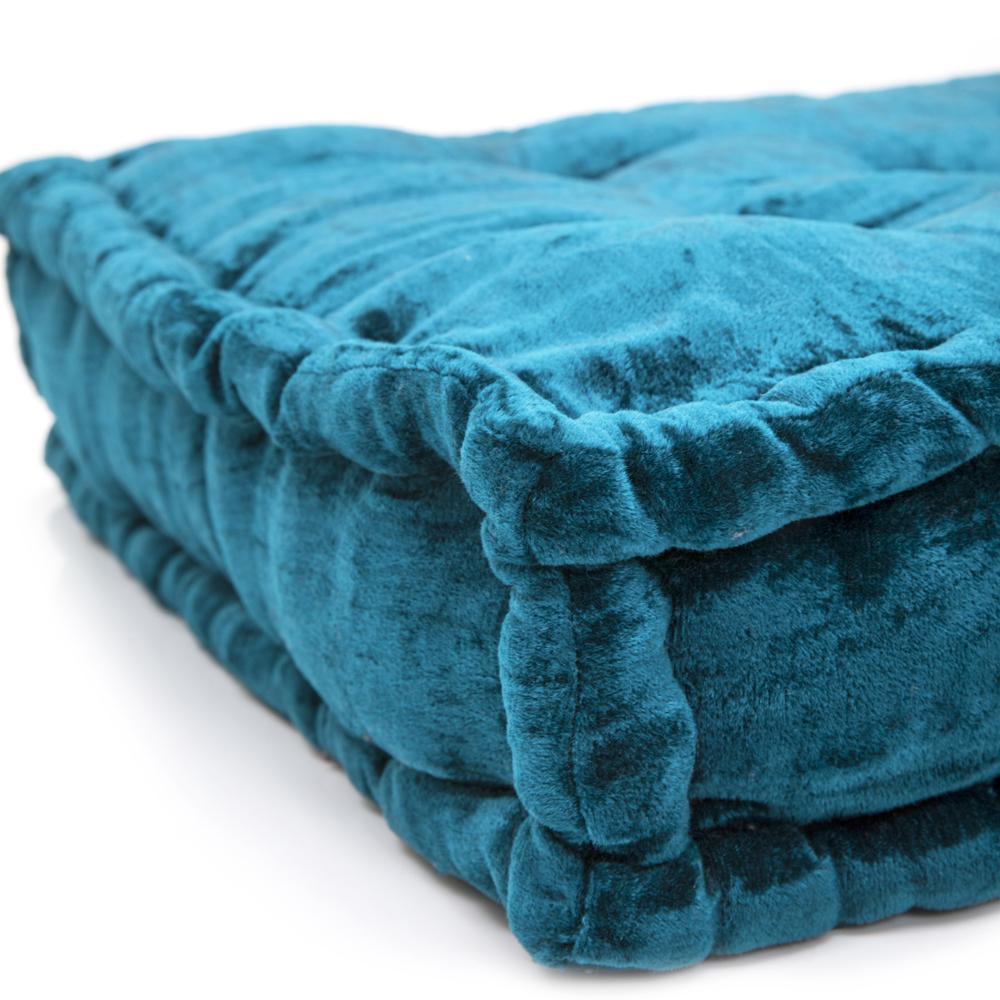 Peacock Crushed Velvet Square Floor Pillow