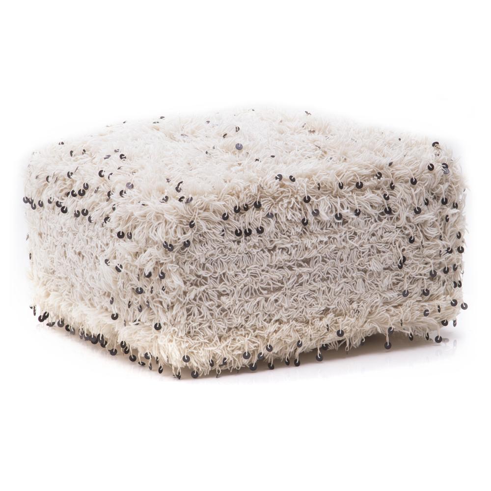 White Moroccan Floor Pouf