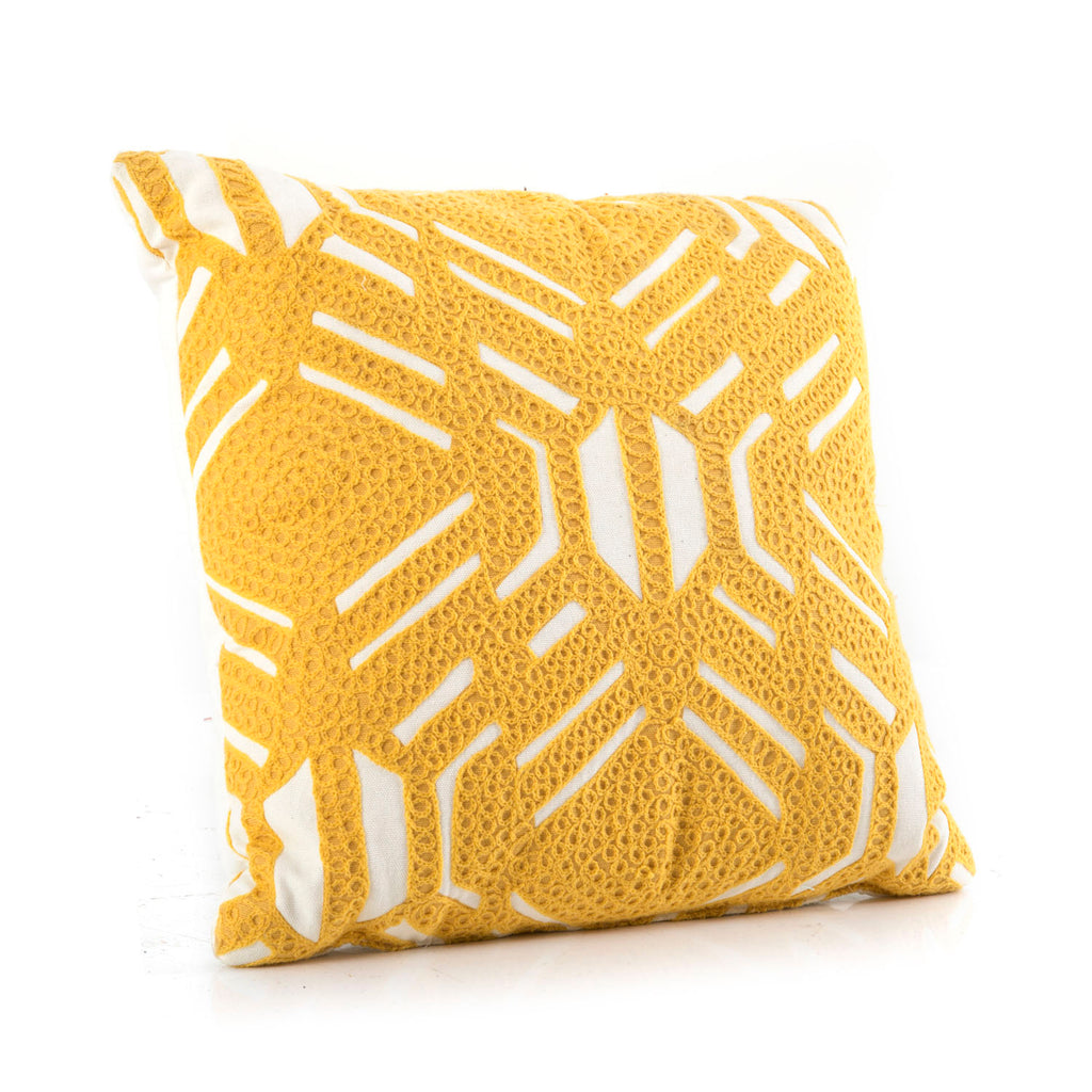 Yellow and Cream Modern Patterned Pillow