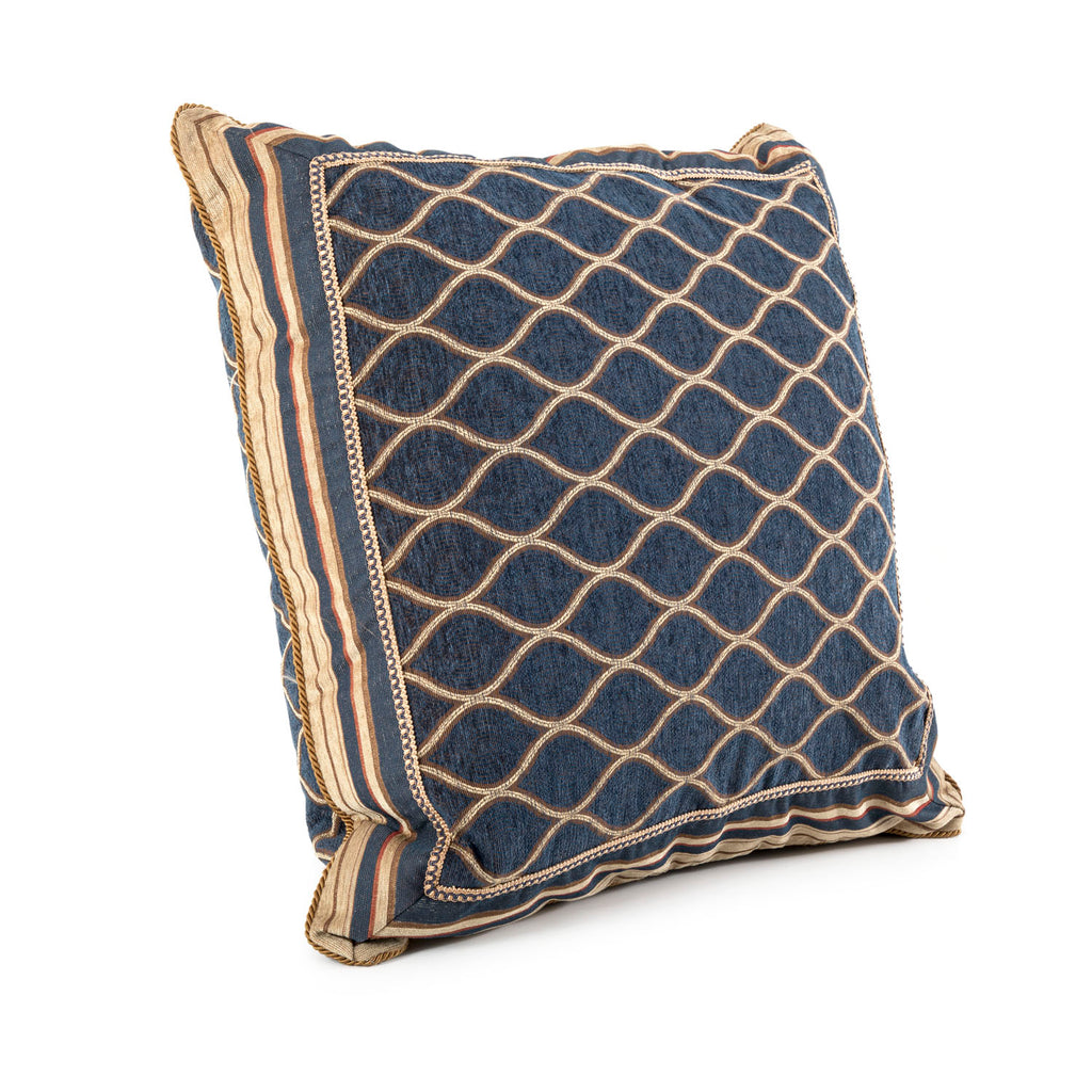 Blue & Tan Mesh Pattern Pillow