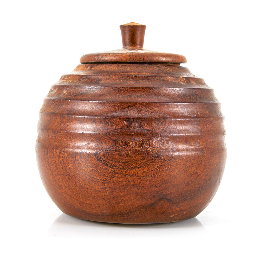 Wood Dark Ridged Jar (A+D)
