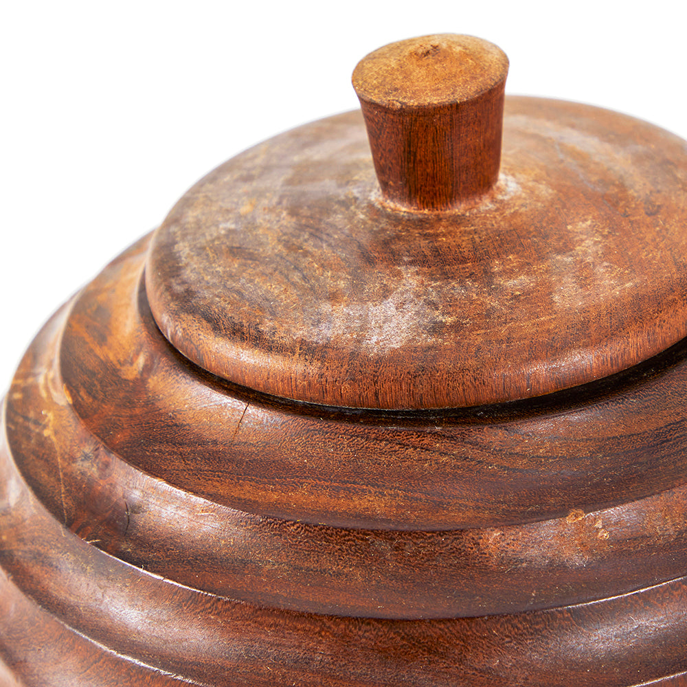 Wood Dark Ridged Jar (A+D)