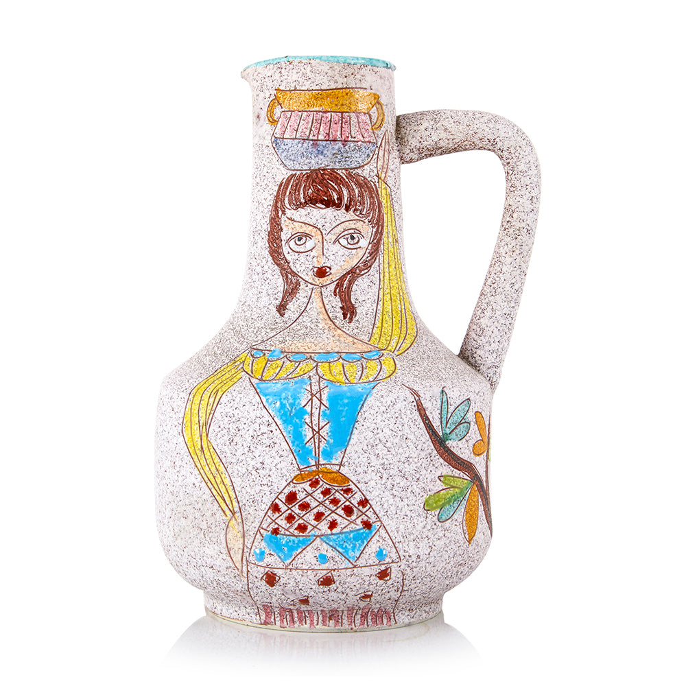 Multi Painted Woman Ceramic Pitcher (A+D)