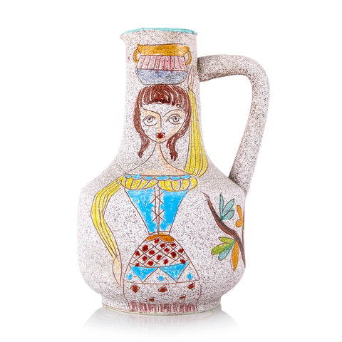 Multi Painted Woman Ceramic Pitcher (A+D)