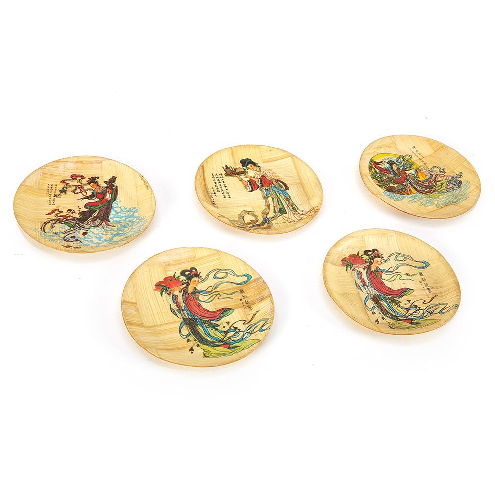 Tan Japanese Bamboo Plates (A+D)
