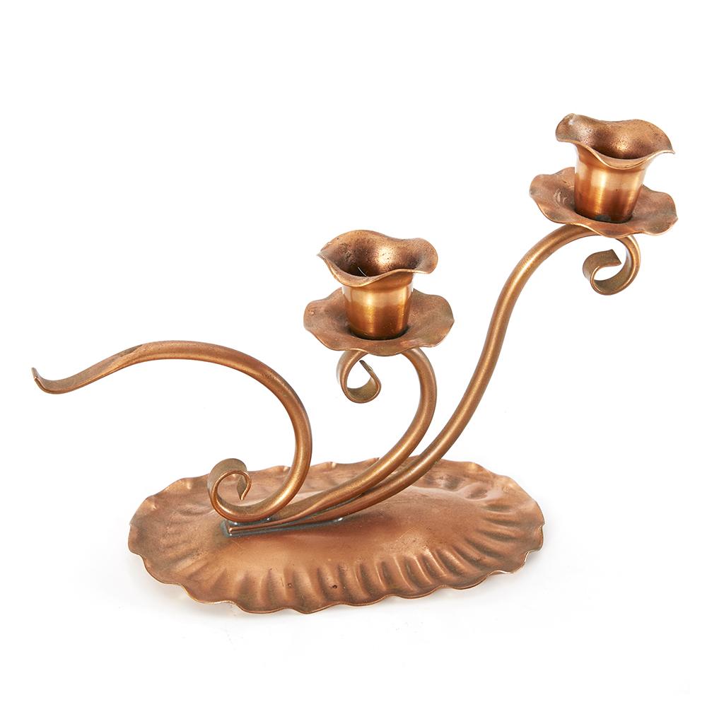 Copper Daffodil Double Candle Holder (A+D)