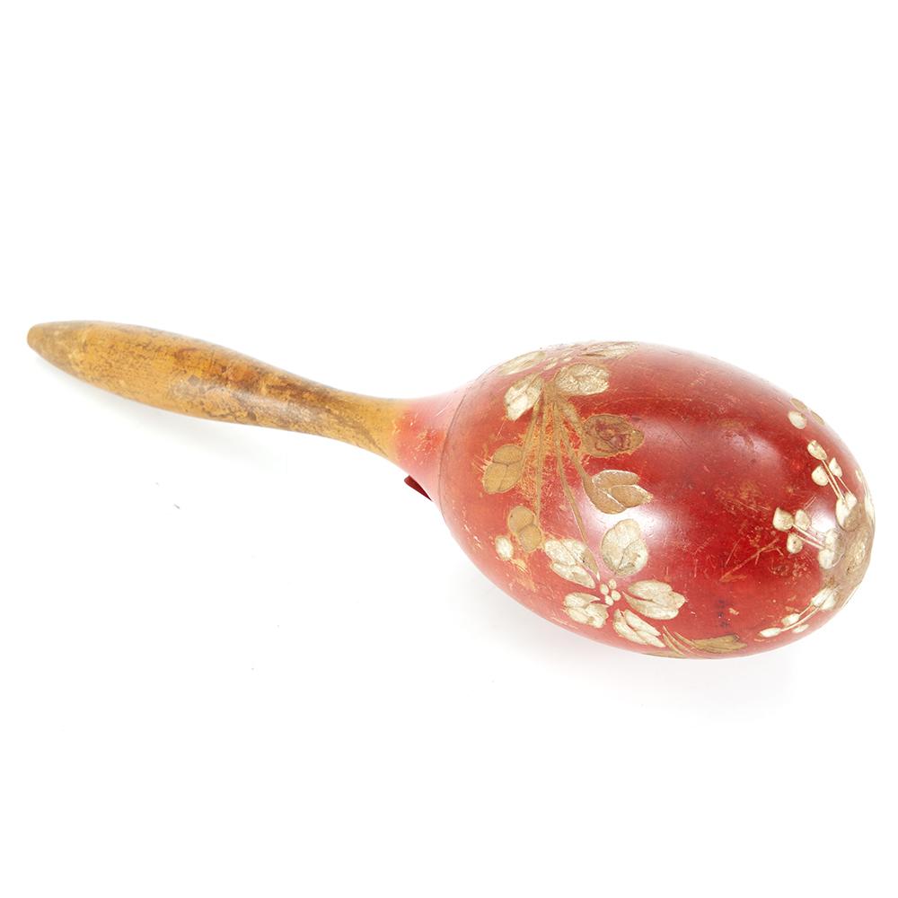 Red Painted Wood Maraca (A+D)