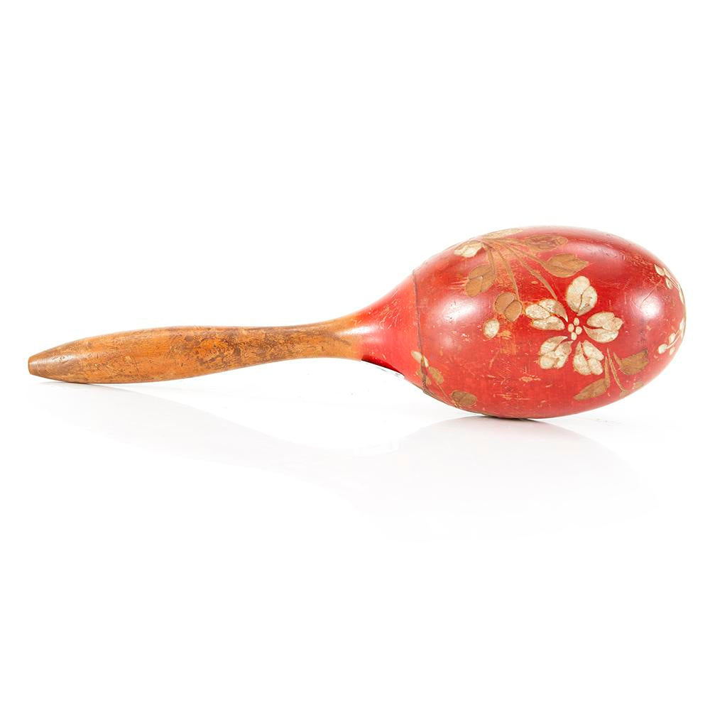 Red Painted Wood Maraca (A+D)