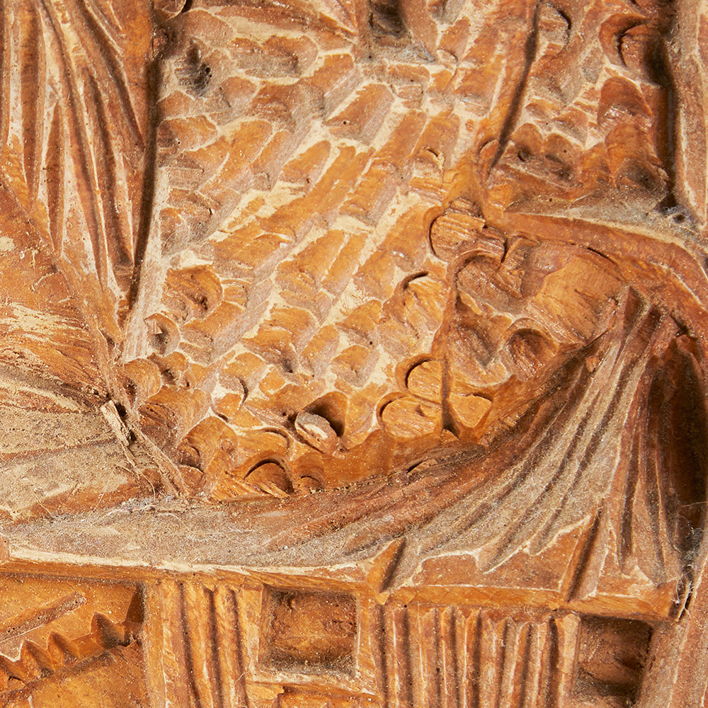 Brown Carved Wood Plate (A+D)