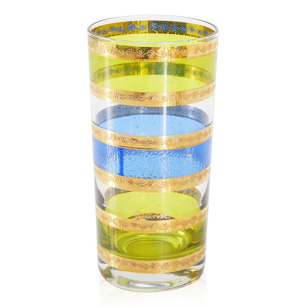 Gold-Blue-Green Striped Glasses