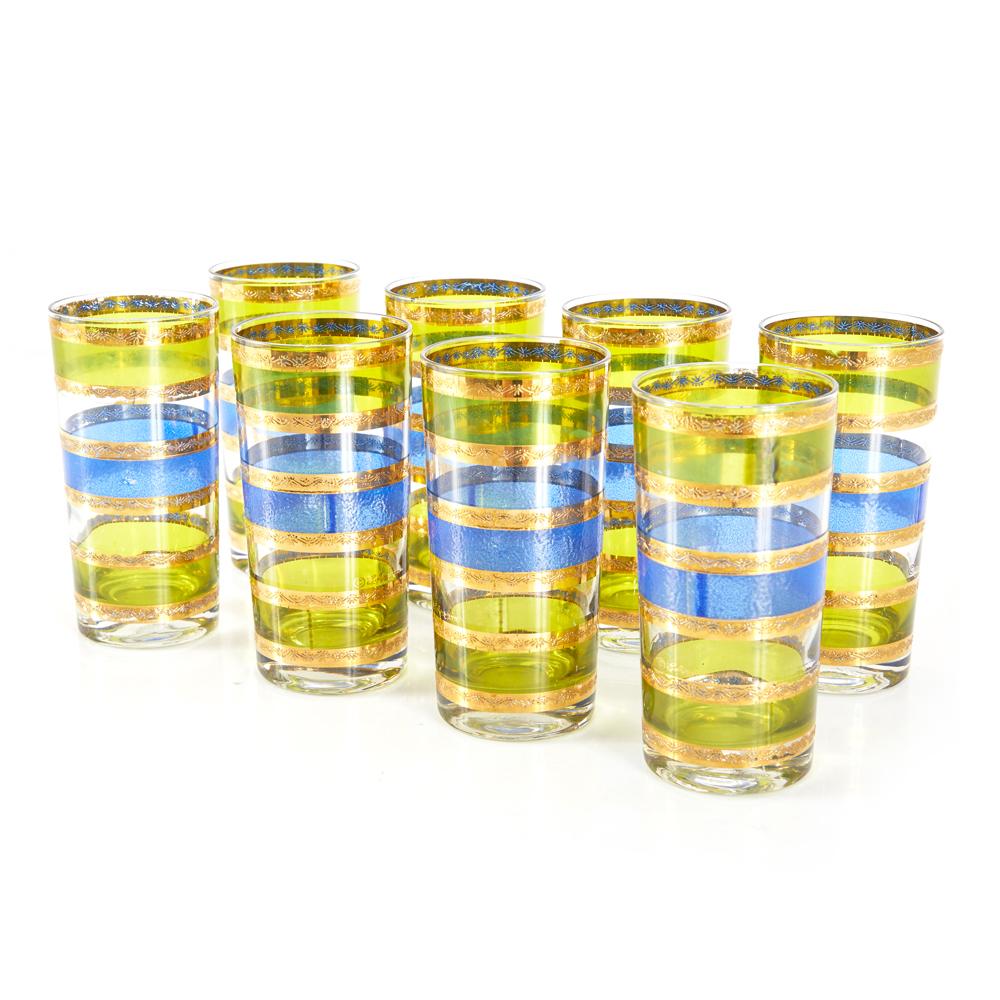 Gold-Blue-Green Striped Glasses