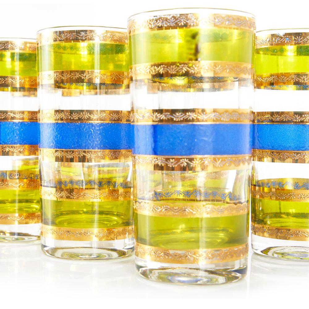 Gold-Blue-Green Striped Glasses