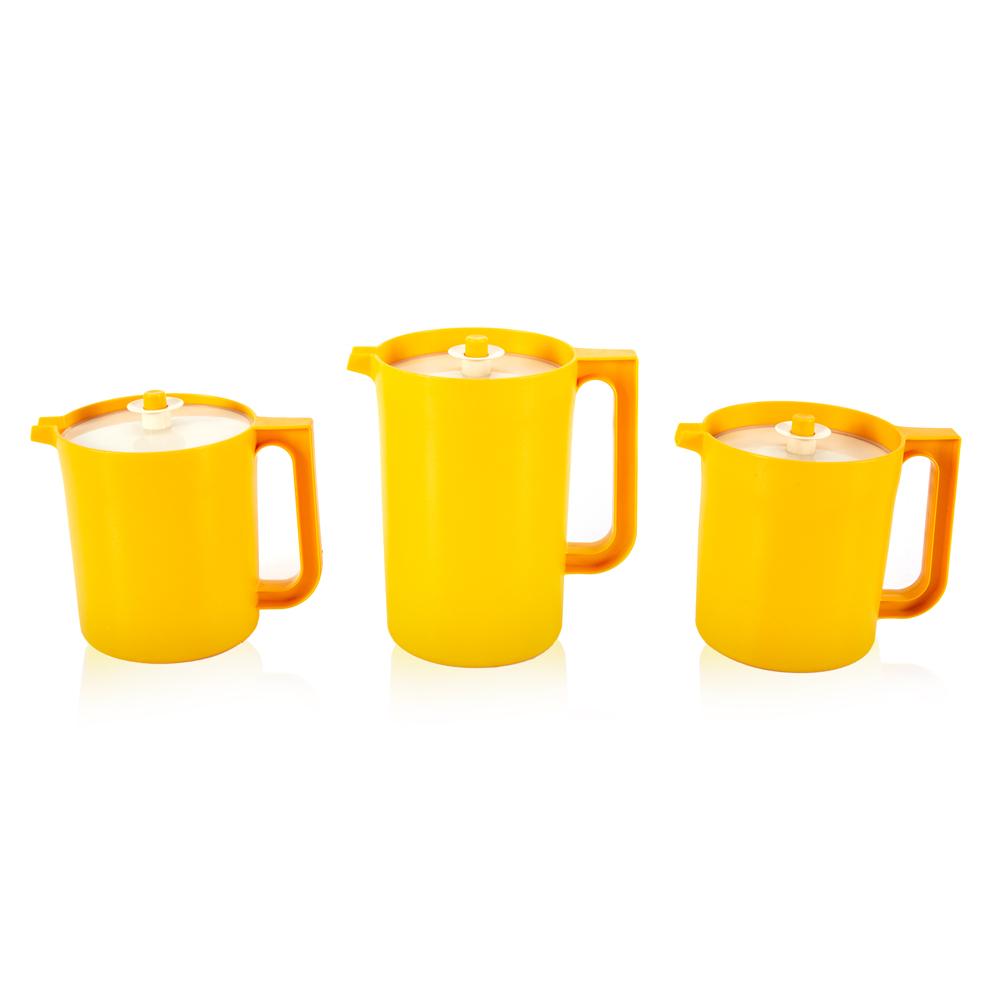 Set Of 3 Yellow Plastic Pitchers