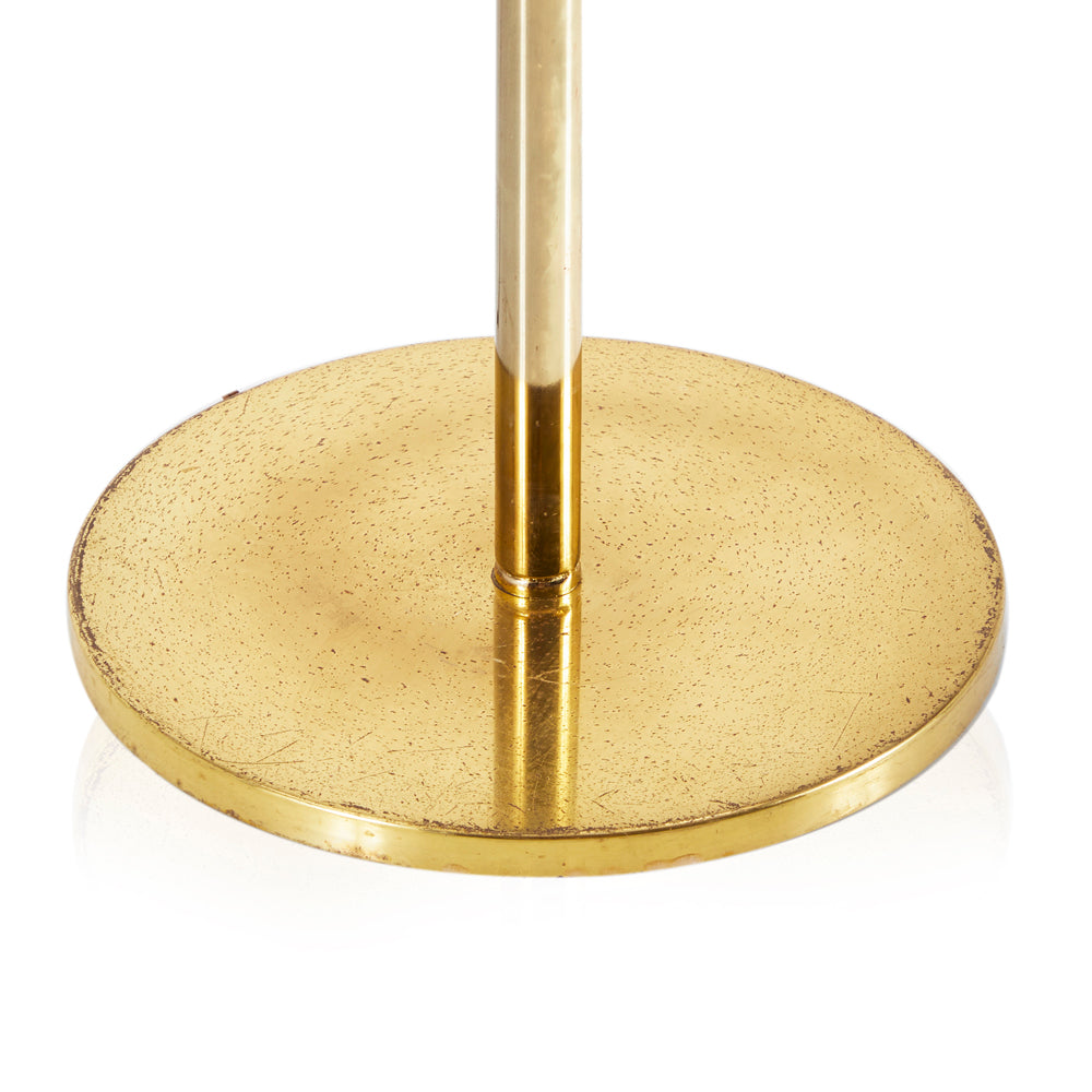 Brass Floor Lamp with 3 Woven Wood Shades