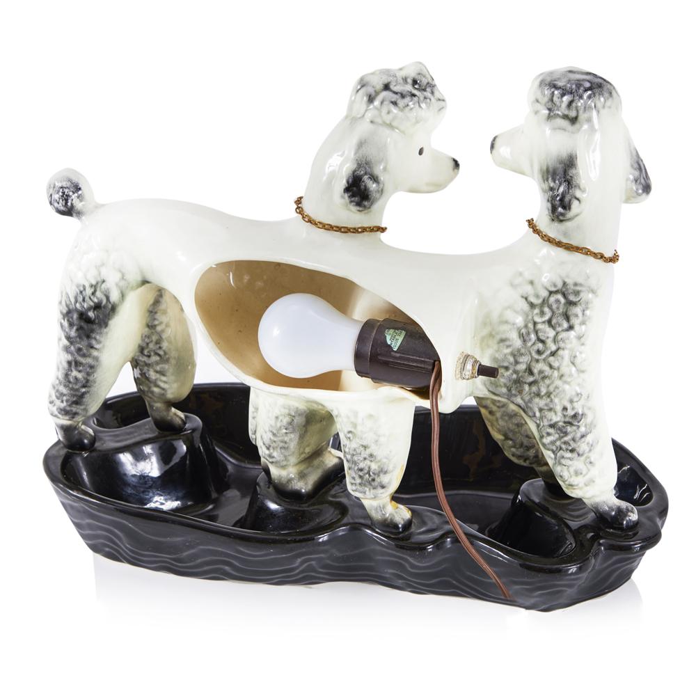 White and Black Ceramic Poodle Ashtray