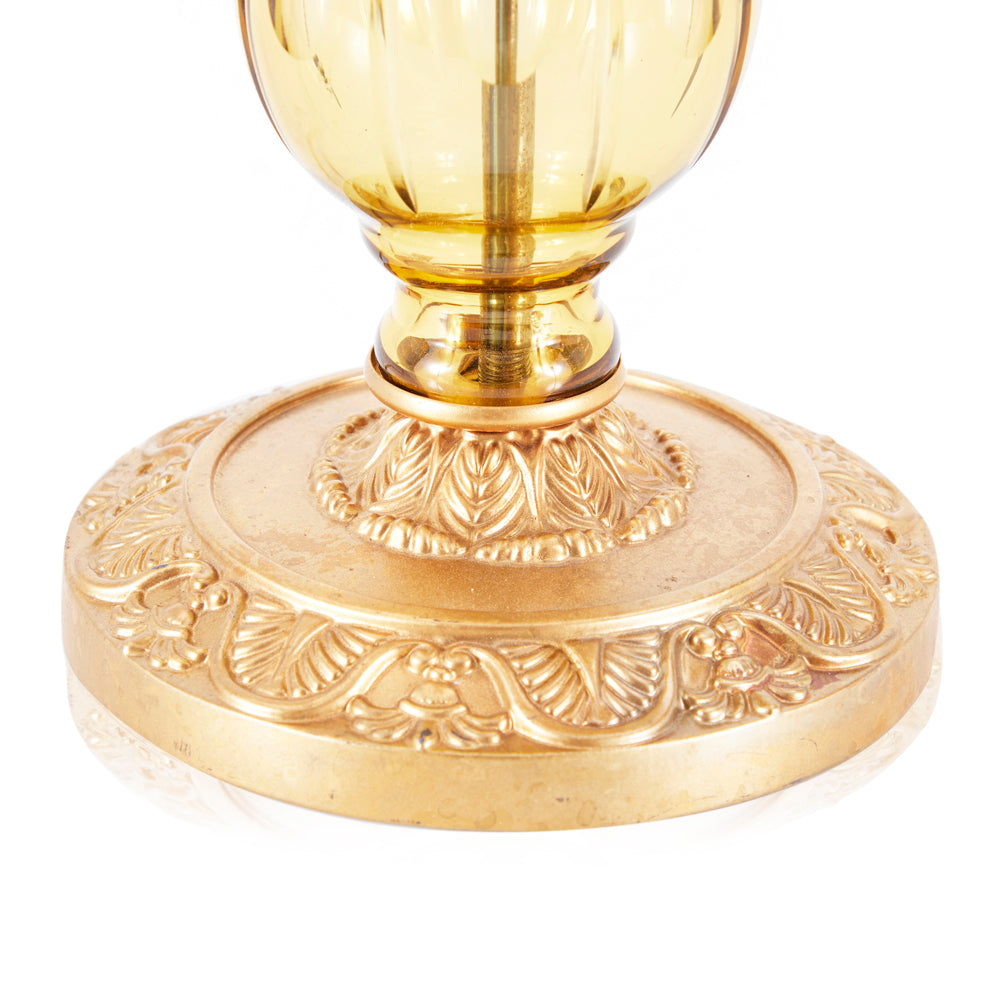 Red Yellow Stained Glass Shade Table Lamp