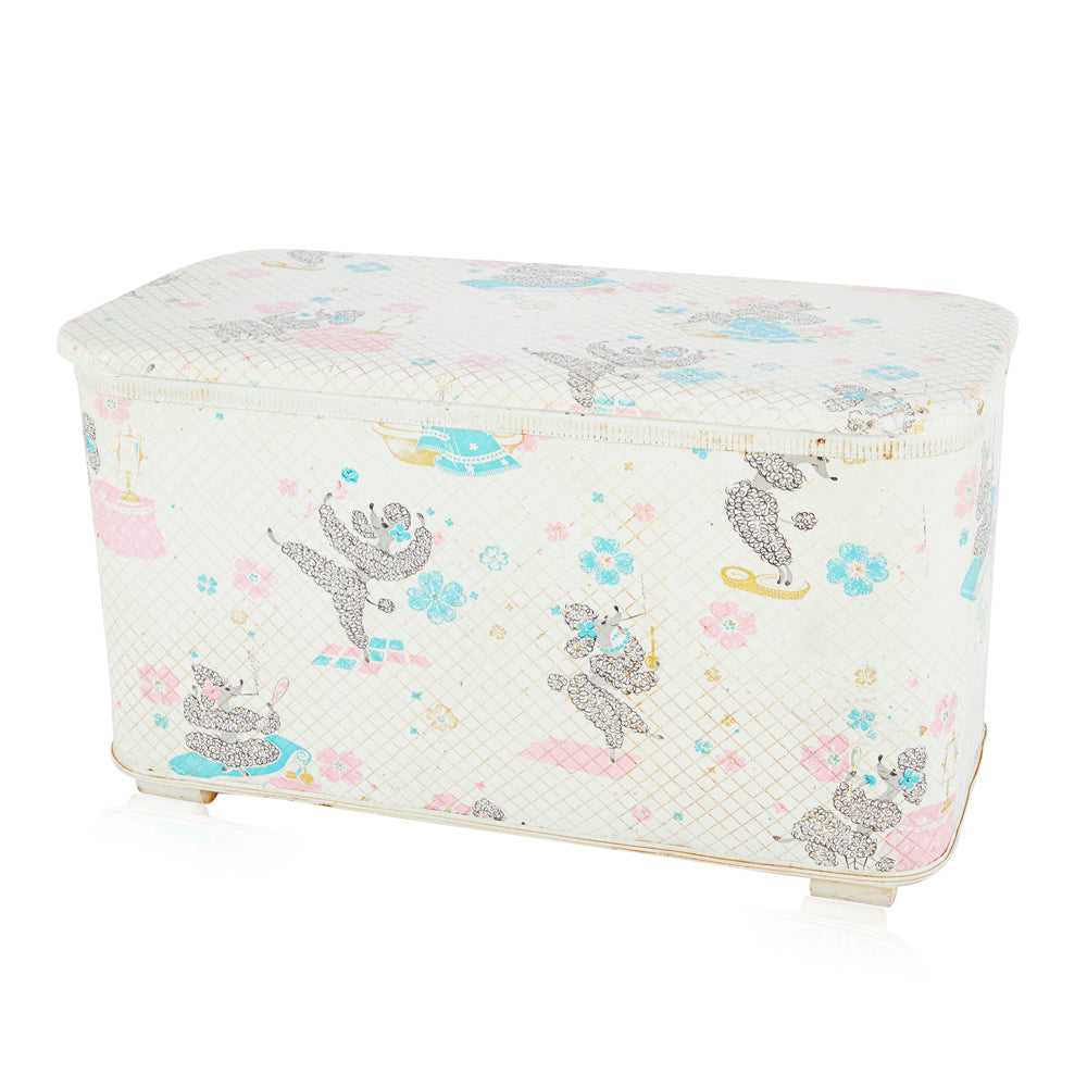 Vintage White Kids Poodle Storage Trunk