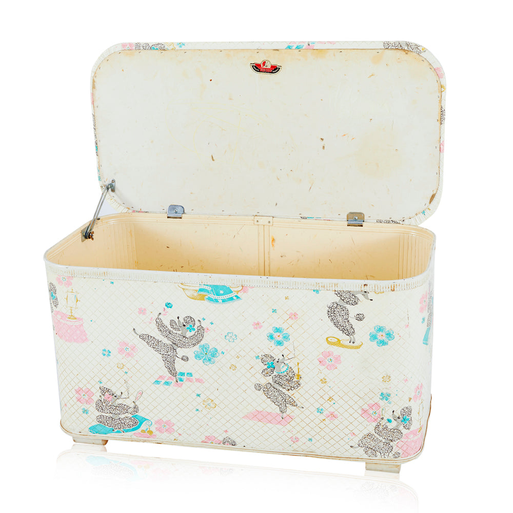 Vintage White Kids Poodle Storage Trunk