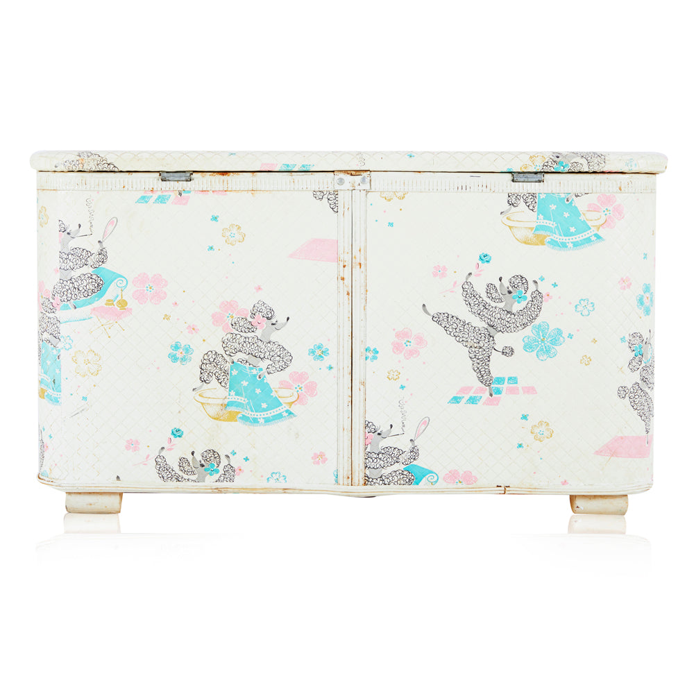Vintage White Kids Poodle Storage Trunk