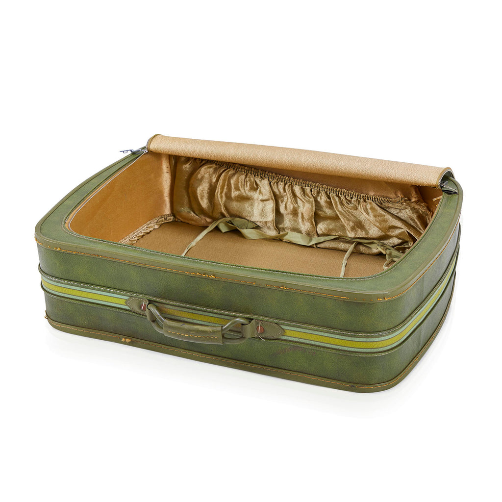 Green Leather Suitcase Pair
