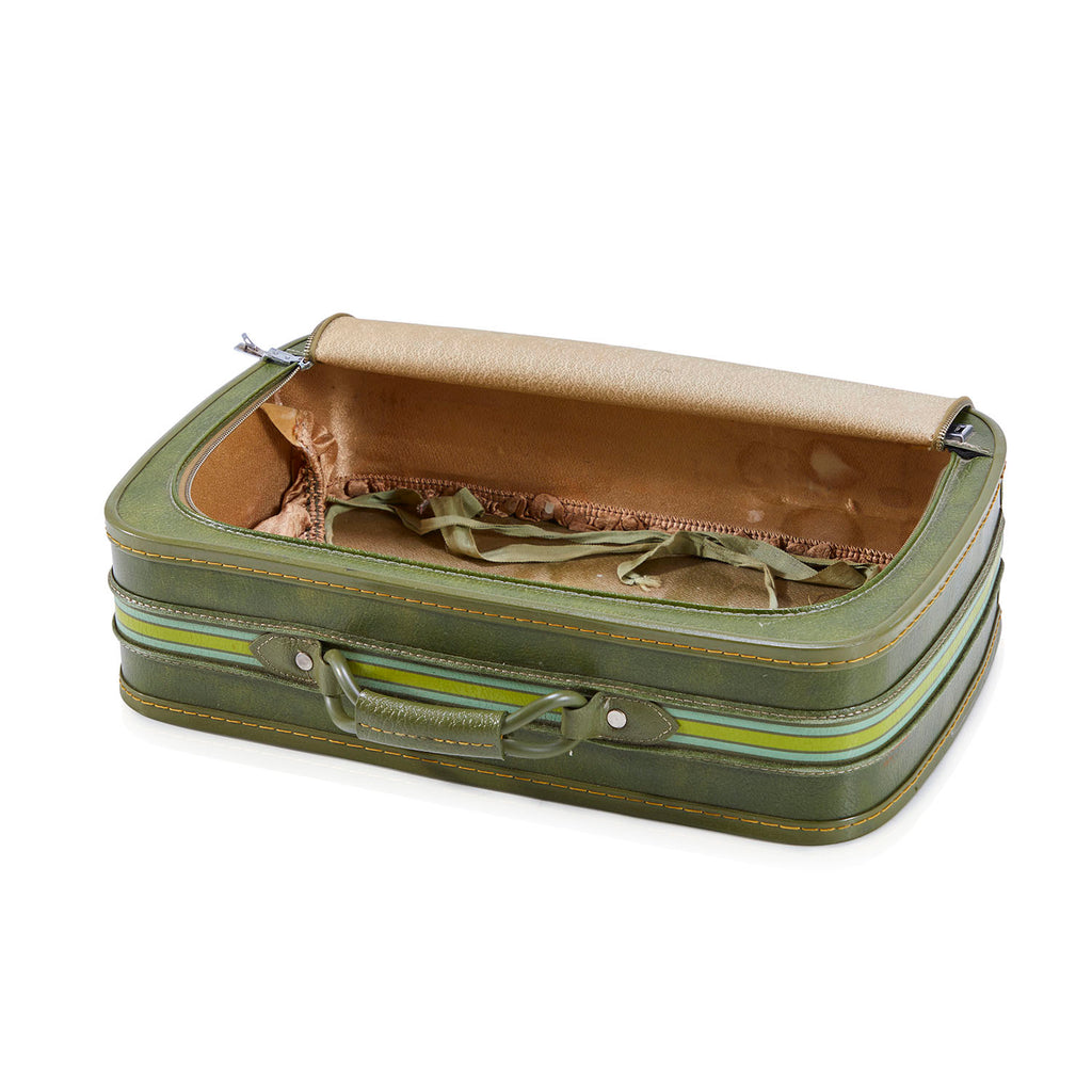 Green Leather Suitcase Pair