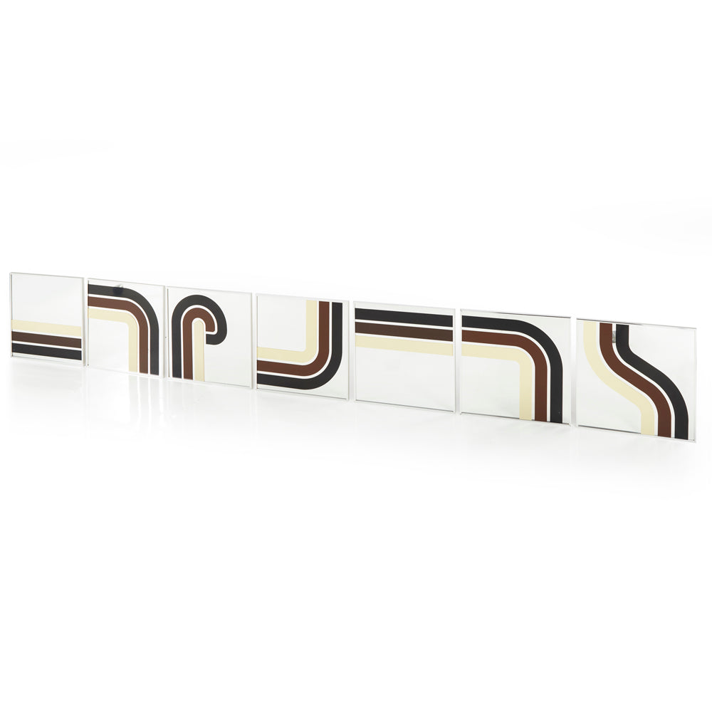 White 70's Stripes Small Square Wall Mirror