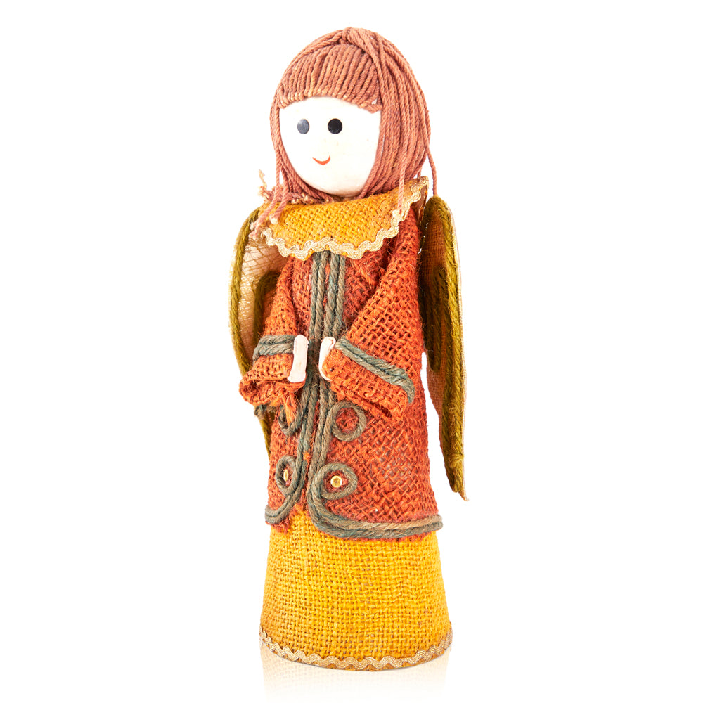 Red Handmade Angel Fairy Burlap Doll
