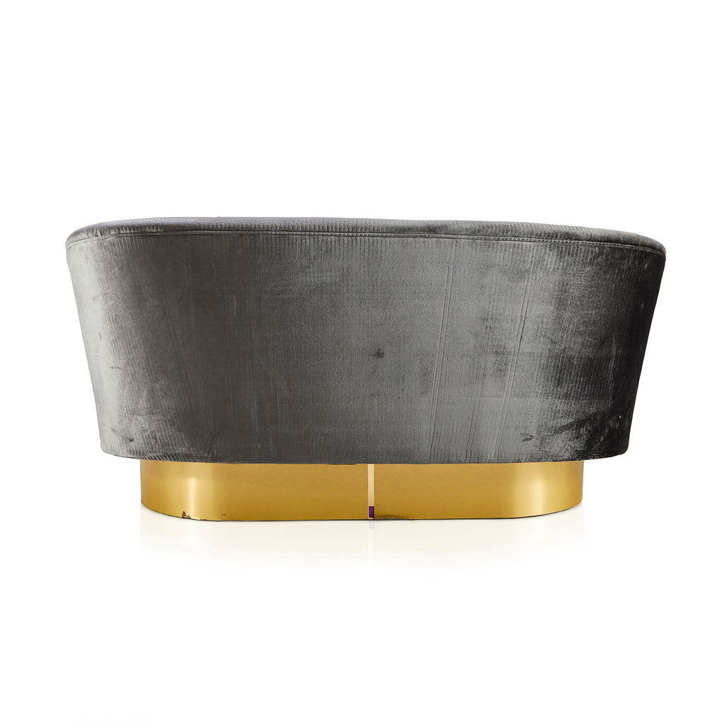 Charcoal Velvet and Gold Love Seat
