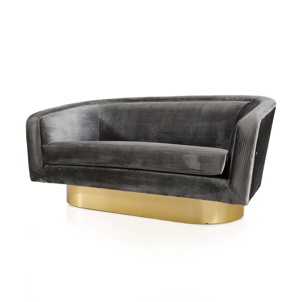 Charcoal Velvet and Gold Love Seat