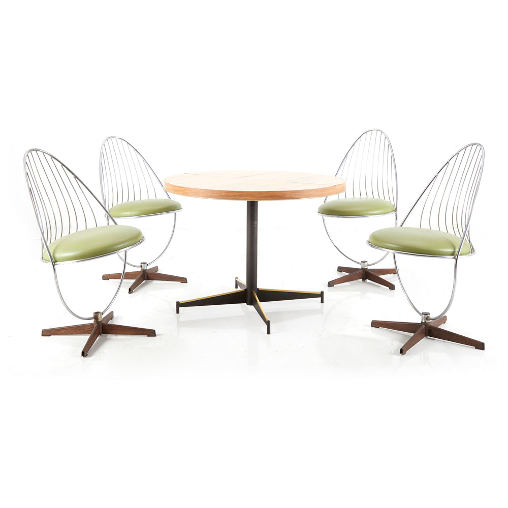 Round Light Wood and Black Base Kitchen Table