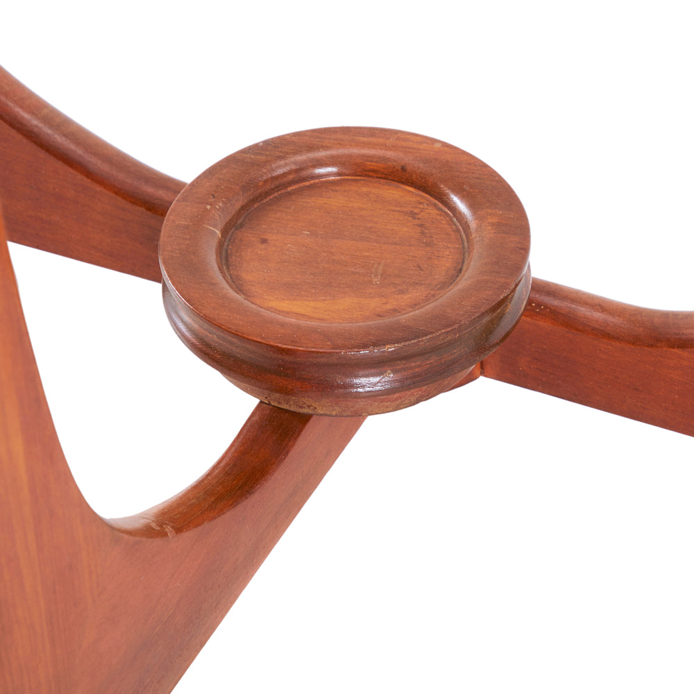 Wood & Glass Mid Century Three Legged End Table