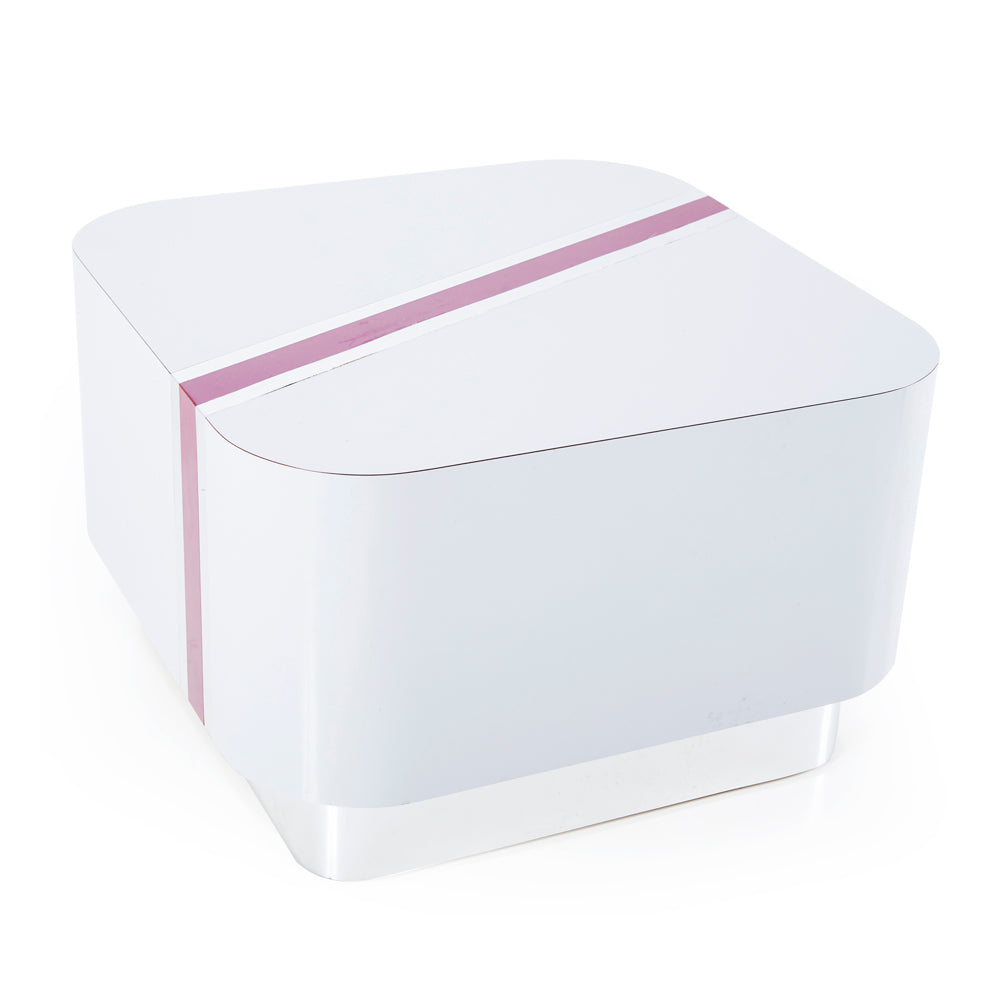 Light Grey Lacquer Stripe Side Table