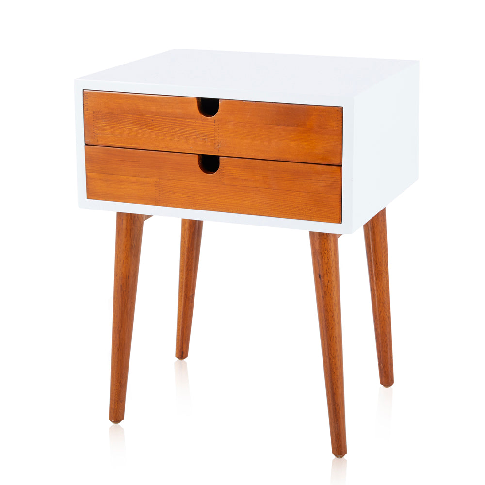 White & Wood Modern Bedside Table
