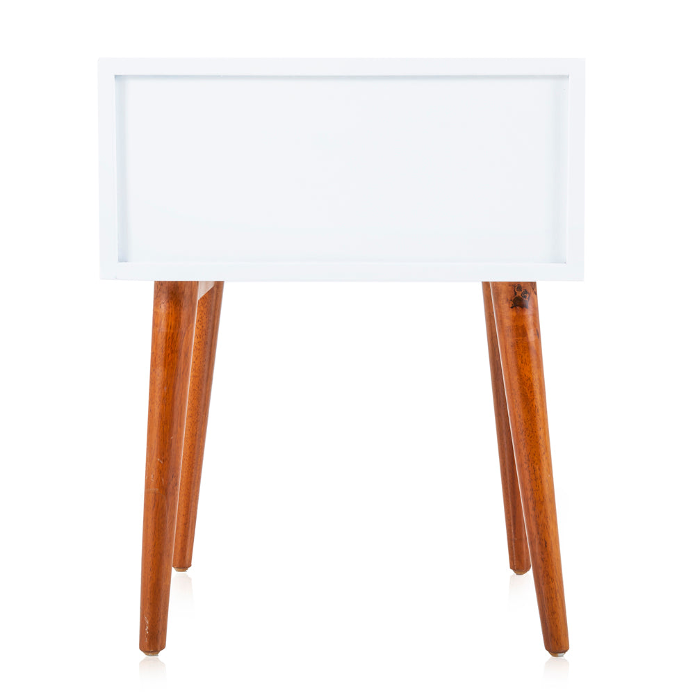 White & Wood Modern Bedside Table