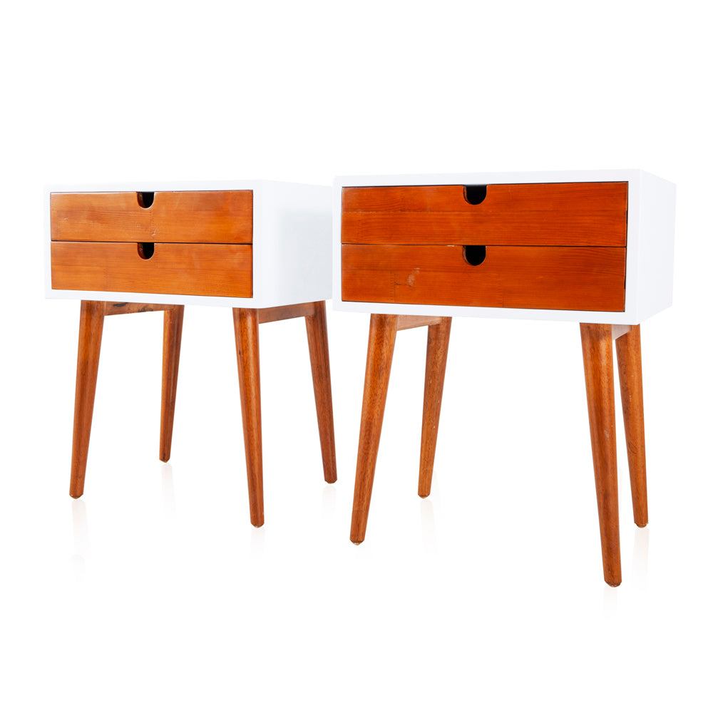 White & Wood Modern Bedside Table