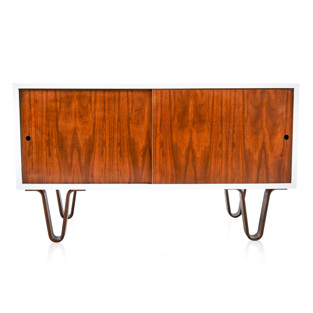 White & Wood Contemporary Credenza Cabinet